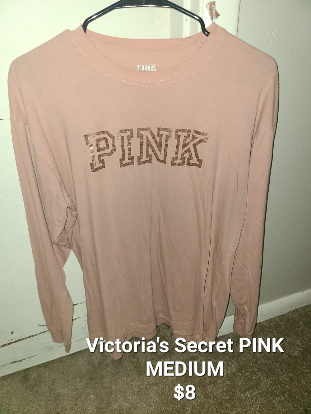 PINK Victoria's Secret Girls' Long-Sleeve Logo Tee - Dusty Pink